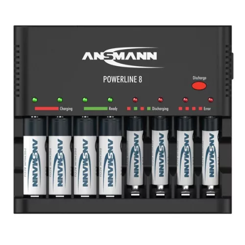 ANSMANN Akkumulátor Töltő, Inteligens, 1-8 AAA/AA elemhez, 500 mA, NiMH/NiCD, fekete
