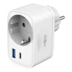   ANSMANN Hálózati elosztó, Konnektor bővítő, 1x Schuko, 1x USB-A, 1x USB-C, 20W, fehér