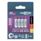 ANSMANN akku, Li-ion, Lítium, ceruza, AA, 2000 mAh, USB-C kábellel tölthető, 4 db