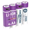 ANSMANN akku, Li-ion, Lítium, ceruza, AA, 2000 mAh, USB-C kábellel tölthető, 4 db