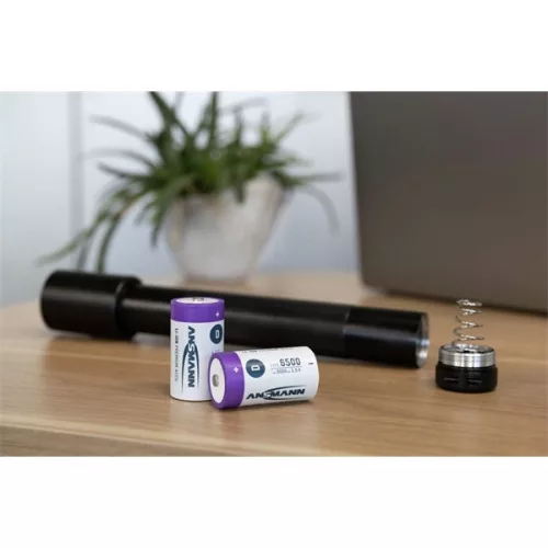 ANSMANN akku, Li-ion, Lítium, D típusú 6000 mAh, 1.5V, Elektromos ajtózárakhoz is, USB-C kábellel tölthető, 2db