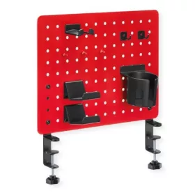   VALUE Asztalra szorítható tábla, opcionális tartóelemekkel, Clamp Mount Pegboard, Gamer / Office / Irodai, piros