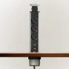 DELIGHT Rejtett hálózati elosztó 3-as + 2 USB, szálcsiszolt fém