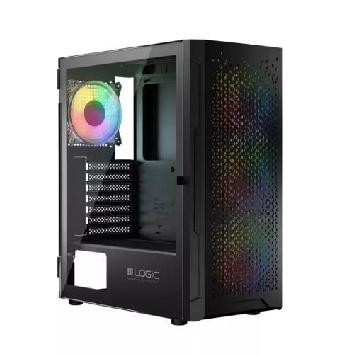 Logic Aramis ARGB Midi Tempered Glass Black