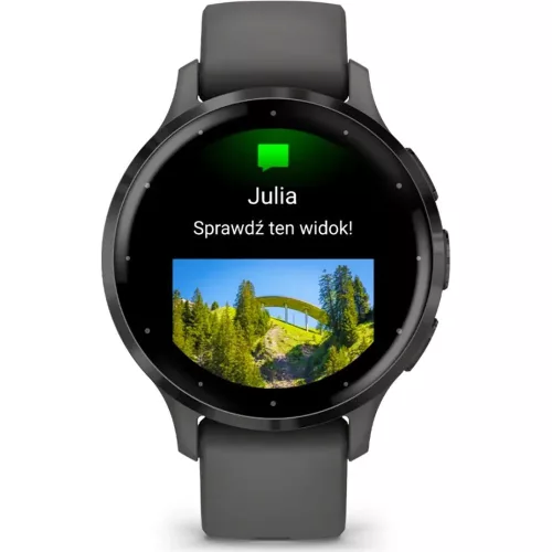 Garmin Venu 3S Slate Stainless Steel Bezel with Pebble Grey Case and Silicone Band