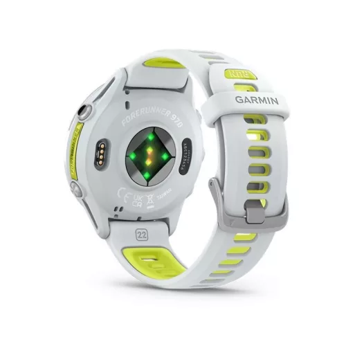 Garmin Forerunner 970 Titanium with Whitestone Case and Whitestone/Translucent Amp Yellow Band