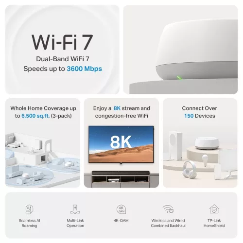 TP-Link Deco BE22 BE3600 Whole Home Mesh WiFi 7 System (3 Pack)