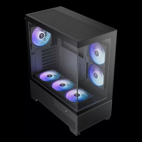 Gamdias Aura GC12 ARGB Tempered Glass Black
