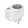 Gembird TA-ACPDQC20-01-W 2-port USB fast charger with pass-through AC socket 20W White