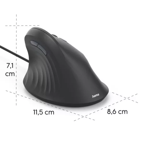 Hama ECM-500R Ergonomic Vertical Mouse Black