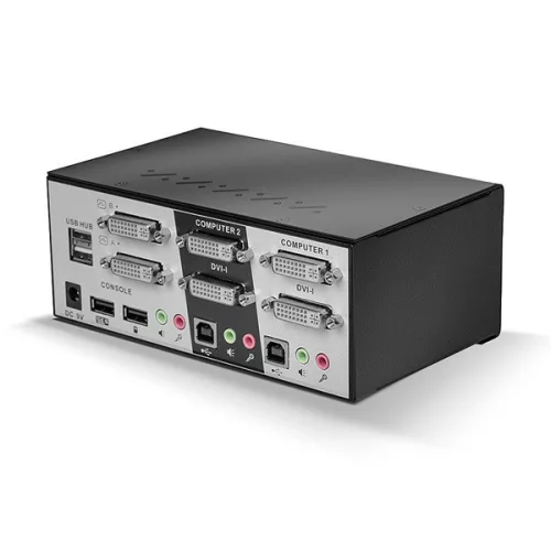 LINDY KVM Switch PRO, 2x Single-link DVI, USB és Audió, 2 port
