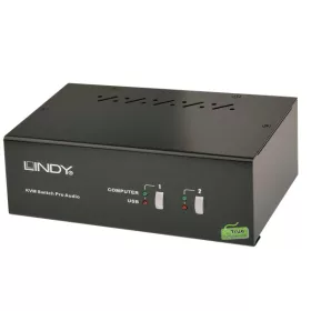   LINDY KVM Switch PRO, Dual Link, 2x DVI, USB és Audió, 2 port