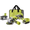 Ryobi ONE+  akkus szénkefementes sarokcsiszoló 4Ah akkuval töltővel táskában RAG18BL-1X40GP
