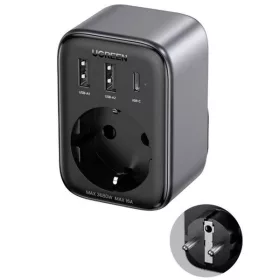   UGREEN Hálózati elosztó, Konnektor bővítő, 1x Schuko, 2x USB-A, 1x USB-C, 30W, szürke