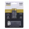 WELL akku elem, USB-C kábellel újratölthető, micro ceruza (AAA) 400mAh, 2db/Cs