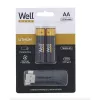 WELL akku elem, USB-C kábellel újratölthető, ceruza (AA) 1660mAh, 2db/Cs