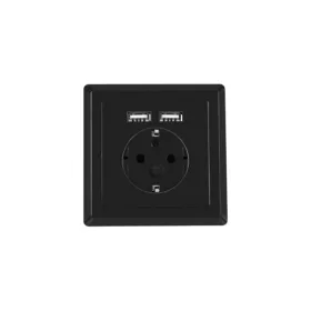   Lanberg AC süllyesztett fali aljzat 230V 2 USB porttal 2.1A, Schuko aljzat fekete