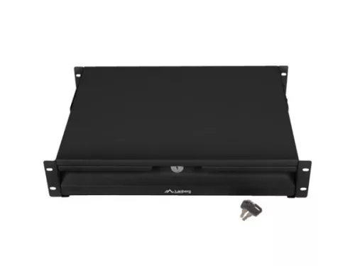 Lanberg AK-2001-B 19" 2U 483x360mm 4x ponton rögzíthető 90kg terhelhetőségű fekete rack fiók