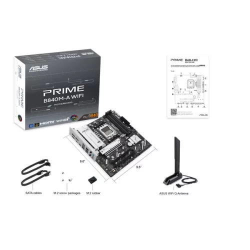 Asus Alaplap - AMD PRIME B840M-A WIFI AM5 (B840, ATX, 4xDDR5 7600+MHz, 4xSATA3, 3x M.2, HDMI+2xDP)