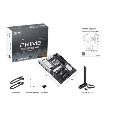 Asus Alaplap - AMD PRIME B840-PLUS WIFI AM5 (B840, ATX, 4xDDR5 7600+MHz, 4xSATA3, 3x M.2, HDMI+DP)