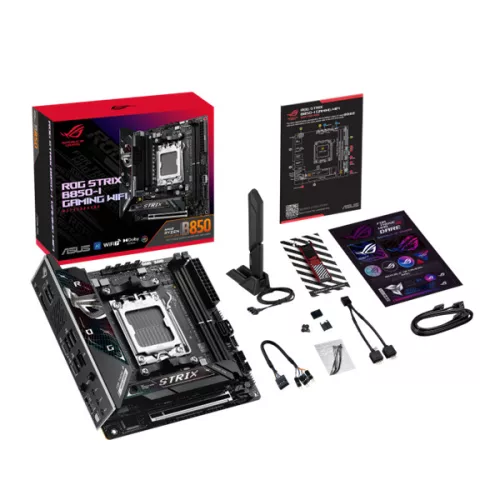 Asus Alaplap - AMD ROG STRIX B850-I GAMING WIFI AM5 (B850, ATX, 2xDDR5 8400+MHz, 2xSATA3, 2x M.2, HDMI+USB-C)