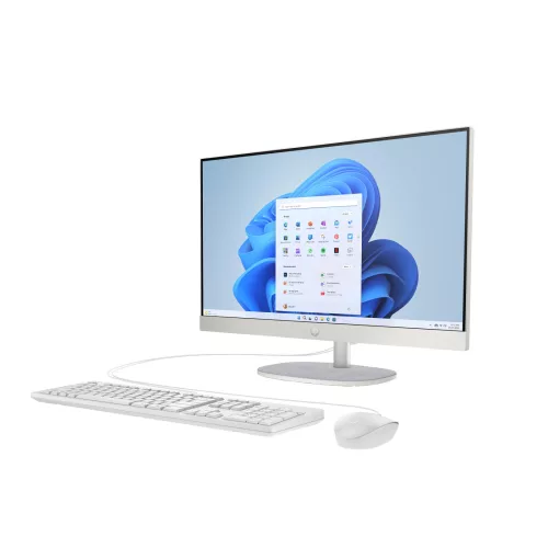 HP 23.8 inch All-in-One 24-cr1002nn PC, FreeDOS, 23.8", IntelR CoreT Ultra 5, 8GB RAM, 512GB SSD-meghajtó, FHD, Kagylófehér,fehér billentyűzettel, fehér egérrel, 3 év garancia