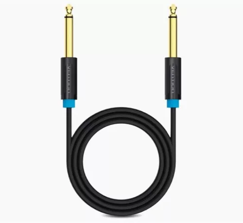 Vention 6.5mm jack/M -> 6.5mm jack/M kábel, (fekete, aranyozott),  1m, kábel