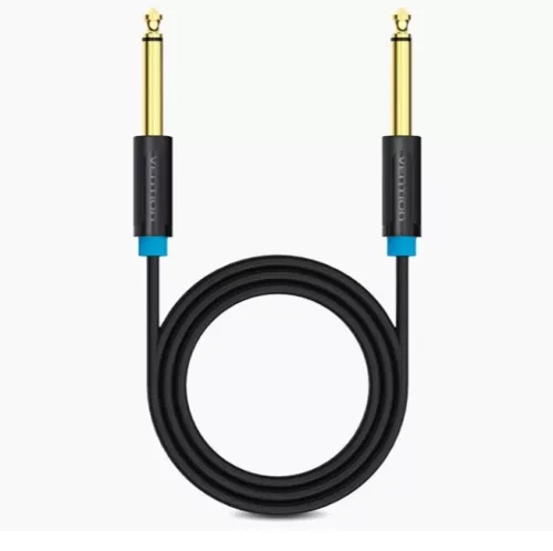 Vention 6.5mm jack/M -> 6.5mm jack/M kábel,  (fekete, aranyozott), 2m, kábel