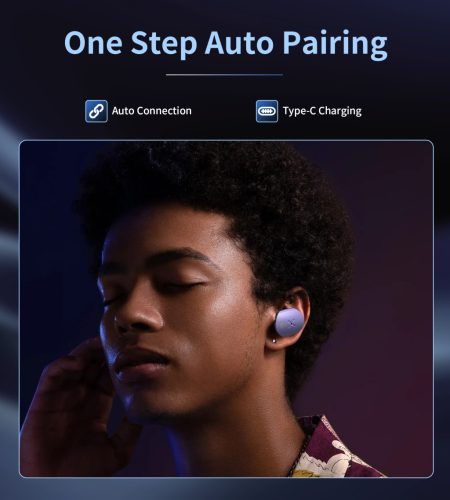 Choetech BH-T22  GlitzDonut TWS (Világító,nyakkábeles,lila), Fülhallgató