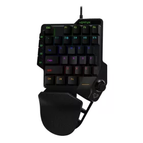   Vertux Billentyűzet - COMBAT (Egykezes, Joystick, Full Anti-Ghosting, Makró, USB-C, RGB LED, csuklótámasz, fekete)