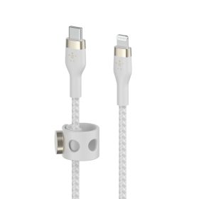   Belkin BOOST CHARGE PRO Flex USB-C to LTG, Braided Silicone Cable - 2M - White