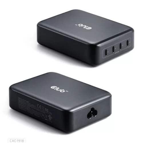 Club3D CAC-1917 gyorstöltő elosztó - 240W GaN technológia, 4x USB Type-C (PD 3.1), PPS támogatás