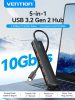 Vention USB-C -> USB-A 3.2*4 , 0,15m (táppal, 4-Portos, fekete), hub