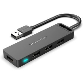 Vention USB 2.0  (táppal, 4-Portos, fekete), 0,15m, Hub