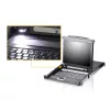 ATEN Switch 8-Port PS/2-USB VGA 17" LCD KVM, Daisy-Chain, USB periféria támogatás, Ujjlenyomat olvasó - CL5708FM-AT-AG