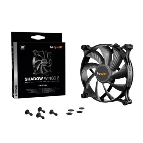 Be Quiet! Cooler 14cm - SHADOW WINGS 2 140mm (900rpm, 14,7dB, fekete)