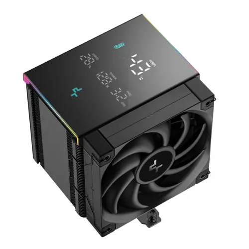 DeepCool CPU Cooler - AK500 DIGITAL PRO (28dB; max, 103,45 m3/h; 4pin csatlakozó, 5 db heatpipe, 12cm, PWM, fekete, RGB)