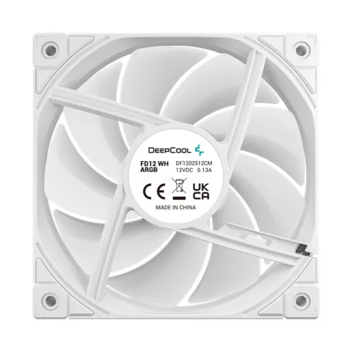 DeepCool Cooler 12cm - FD12 ARGB WH (27,6dB; max. 109,07 m3/h; 3pin csatlakozó; hydro bearing, ház hűtésre, PWM, fehér)