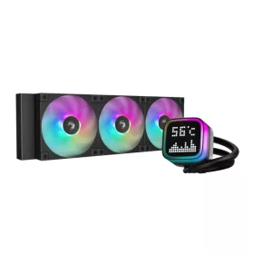   DeepCool CPU Water Cooler - LP360 (max 21dB; max. 122,39 m3/h; 3x12cm, LED kijelző, fekete)