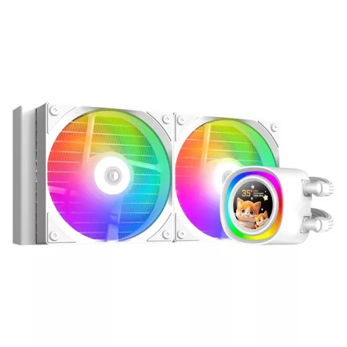 ID-Cooling CPU Water Cooler - FX240 LCD WHITE (27,2dB; max. 98,54 m3/h; 2x12cm, A-RGB, fehér)