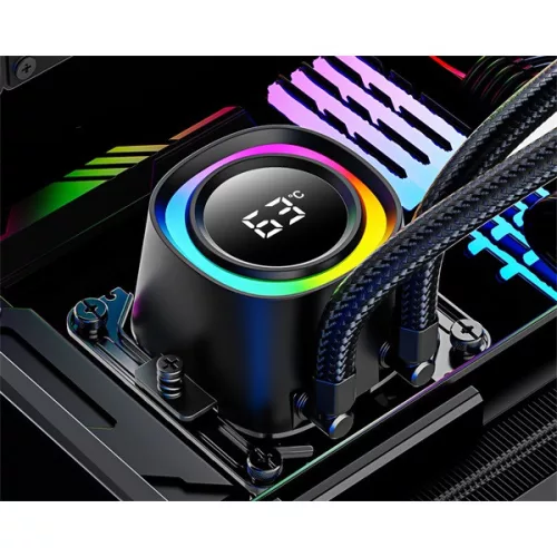 ID-Cooling CPU Water Cooler - FX240 TD (25dB; max. 98,54 m3/h; 2x12cm, A-RGB LED, fekete)