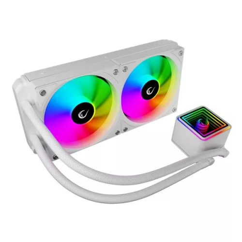 Rampage CPU Water Cooler - INFINITE V240 (36,9dB max., 98,54 m3/h; 2x12cm, A-RGB LED, fehér)