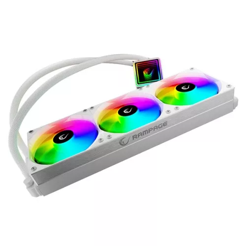 Rampage CPU Water Cooler - INFINITE V360 (36,9dB max., 98,54 m3/h; 3x12cm, A-RGB LED, fehér)