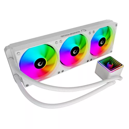 Rampage CPU Water Cooler - INFINITE V360 (36,9dB max., 98,54 m3/h; 3x12cm, A-RGB LED, fehér)