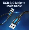 Vention USB-A 3.0/M ->  USB-A 3.0/M,  (PVC,fekete), 0,5m, kábel