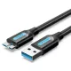 Vention USB-A 3.0/M -> Micro USB-B,   ( PVC,fekete), 0,5m,  kábel