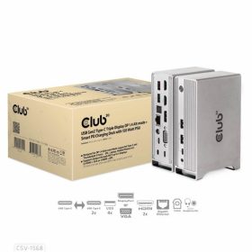   Club3D USB Gen2 Type-C Triple Display DP 1.4 Alt mode + Smart PD Töltődokkoló - 120 Watt PSU