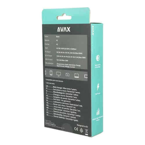 AVAX DC611 DESKY+ 75W gyorstöltő elosztó - PD 60W, QC 3.0 18W, 2xUSB A 12W