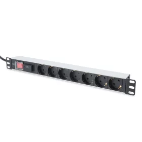   DIGITUS DN-95407 19" 1U PDU 7xCEE 7/3 schuko aljzat CEE7/7 csatlakozó 2m túlfeszültségvédett elosztósor