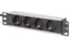 DIGITUS DN-95418 10" 1U PDU 230V 16A 4x Schuko aljzat CEE7/7 csatlakozó hálózati 2m elosztósor